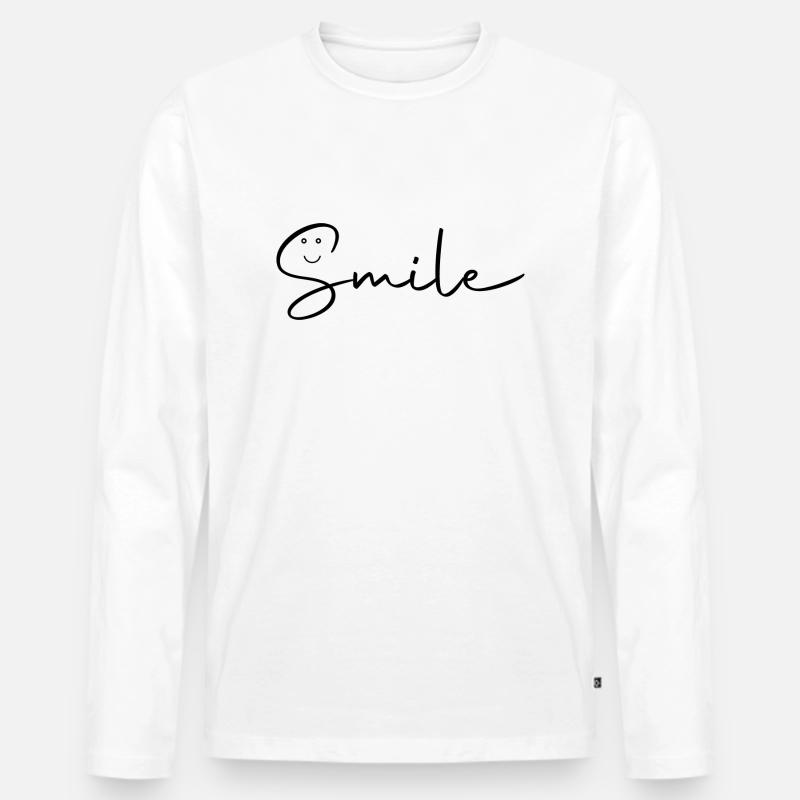 Smile Skript - Männer Premium Bio Langarmshirt - Weiß