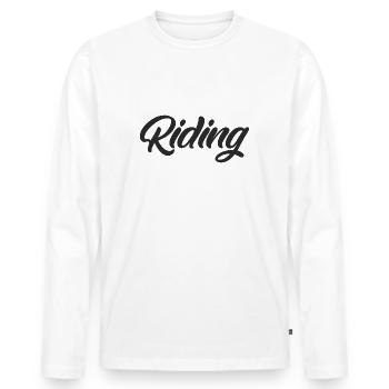 Équitation - Équitation - Cheval - Chevaux - Slogan - Dire - T-shirt manches longues Premium bio Homme - blanc - Devant - Nico (187cm)