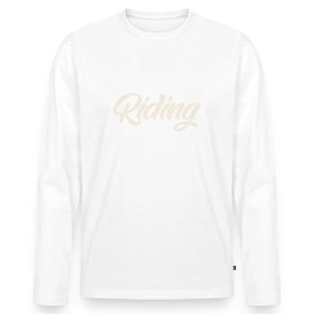 Équitation - Équitation - Cheval - Chevaux - Slogan - Dire - T-shirt manches longues Premium bio Homme - blanc - Devant - Nico (187cm)