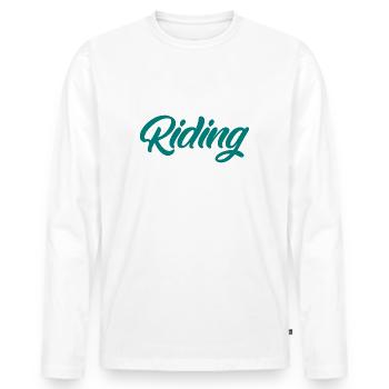 Équitation - Équitation - Cheval - Chevaux - Slogan - Dire - T-shirt manches longues Premium bio Homme - blanc - Devant - Nico (187cm)