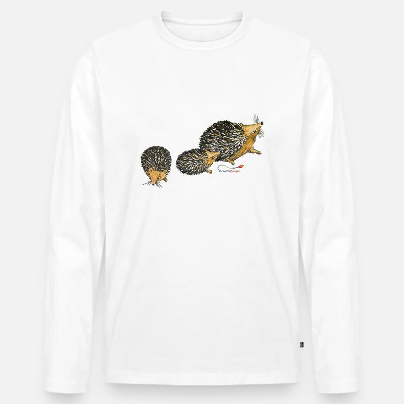 Igel - Männer Premium Bio Langarmshirt - Weiß