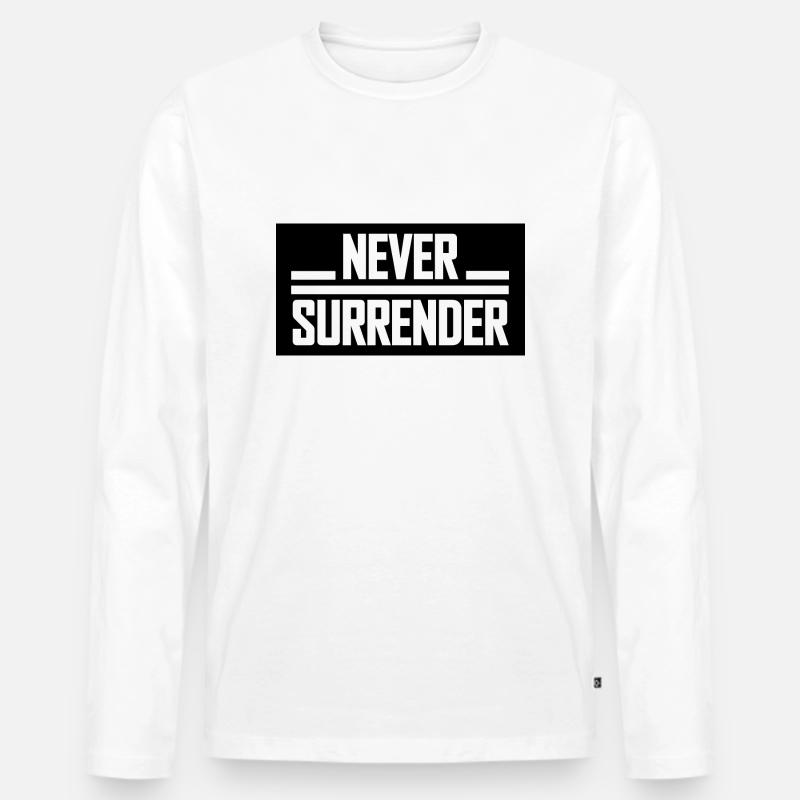 Never Surrender - Männer Premium Bio Langarmshirt - Weiß
