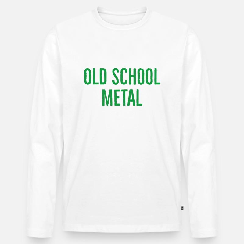 oldschoolmetalgreen - Männer Premium Bio Langarmshirt - Weiß