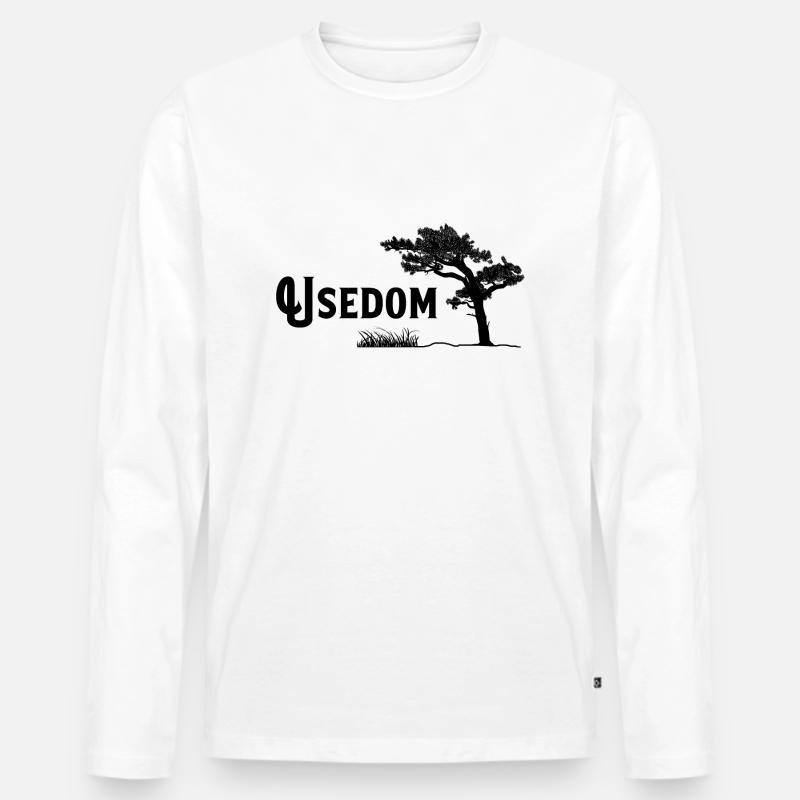 Usedom, Perle der Ostsee - Männer Premium Bio Langarmshirt - Weiß