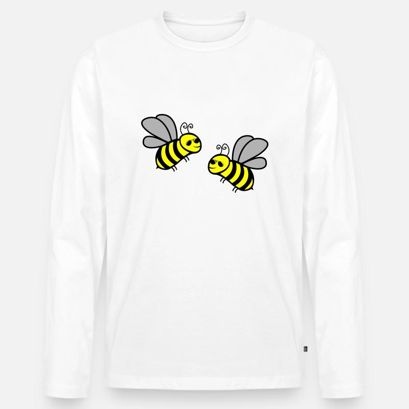 biene cool 2 - Männer Premium Bio Langarmshirt - Weiß