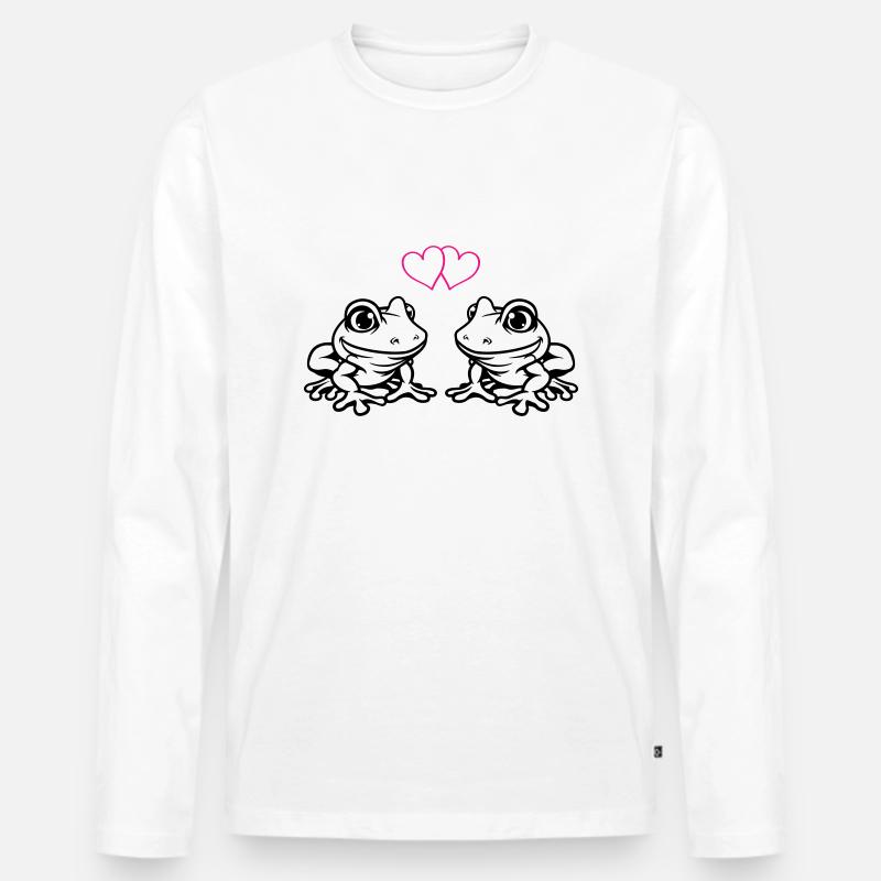 frosch comic love - Männer Premium Bio Langarmshirt - Weiß