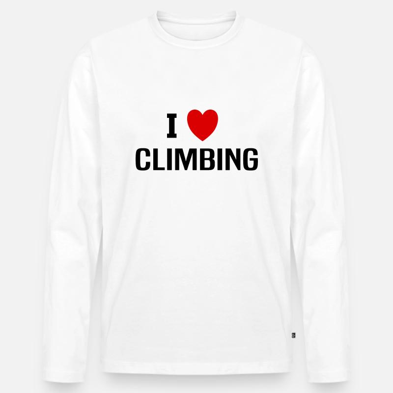 Ich liebe Klettern - Männer Premium Bio Langarmshirt - Weiß
