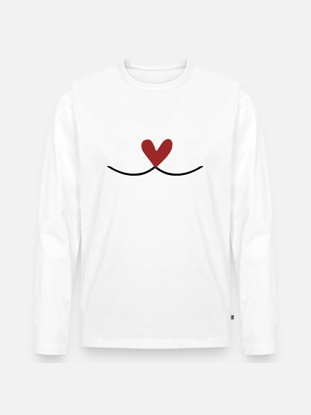 Heart Connection Line - Men's Premium Organic Long Sleeve Shirt - white