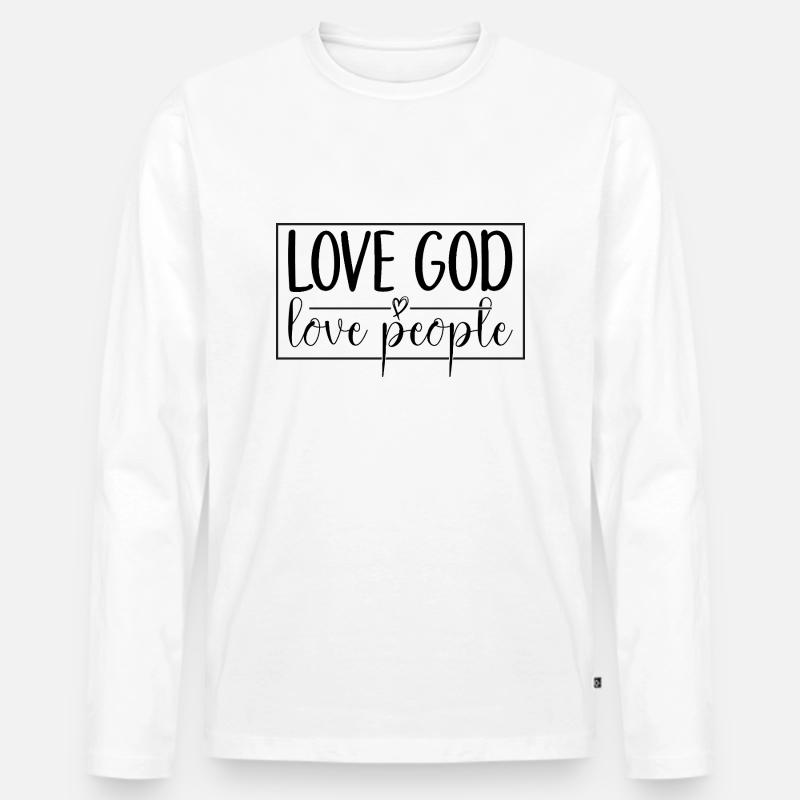 Liebe Gott - Liebe Menschen - Männer Premium Bio Langarmshirt - Weiß