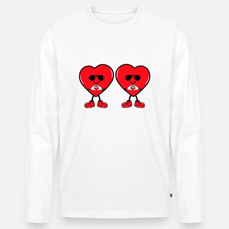 herz comic 2 - Männer Premium Bio Langarmshirt - Weiß