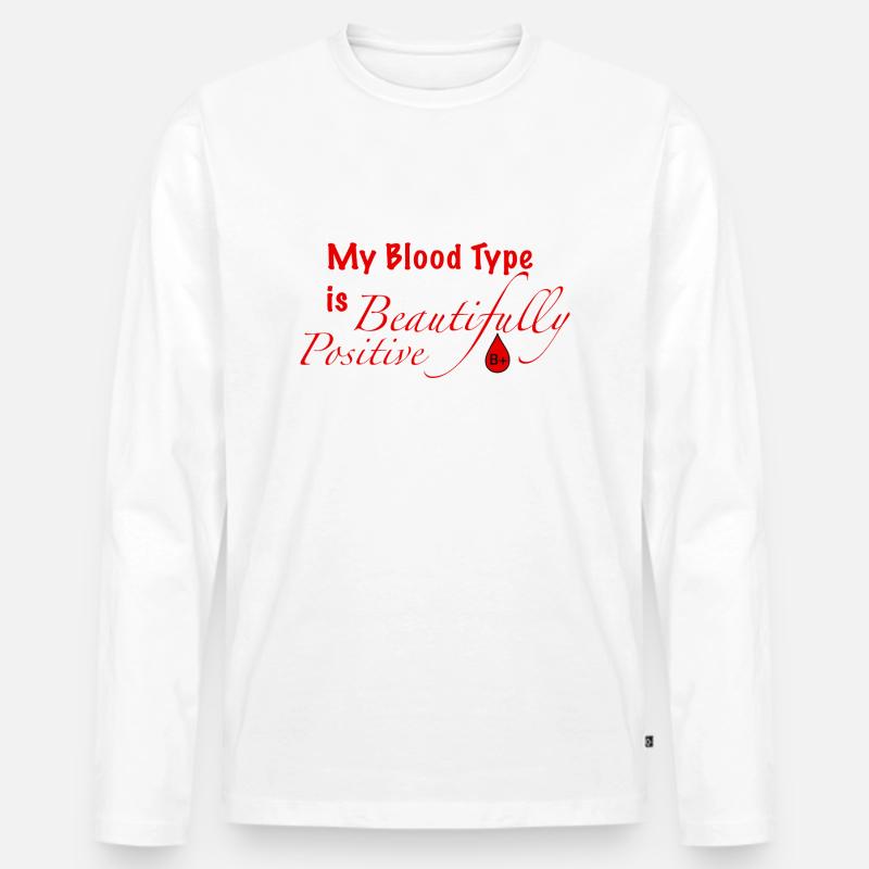 Blutgruppe B+ - Männer Premium Bio Langarmshirt - Weiß