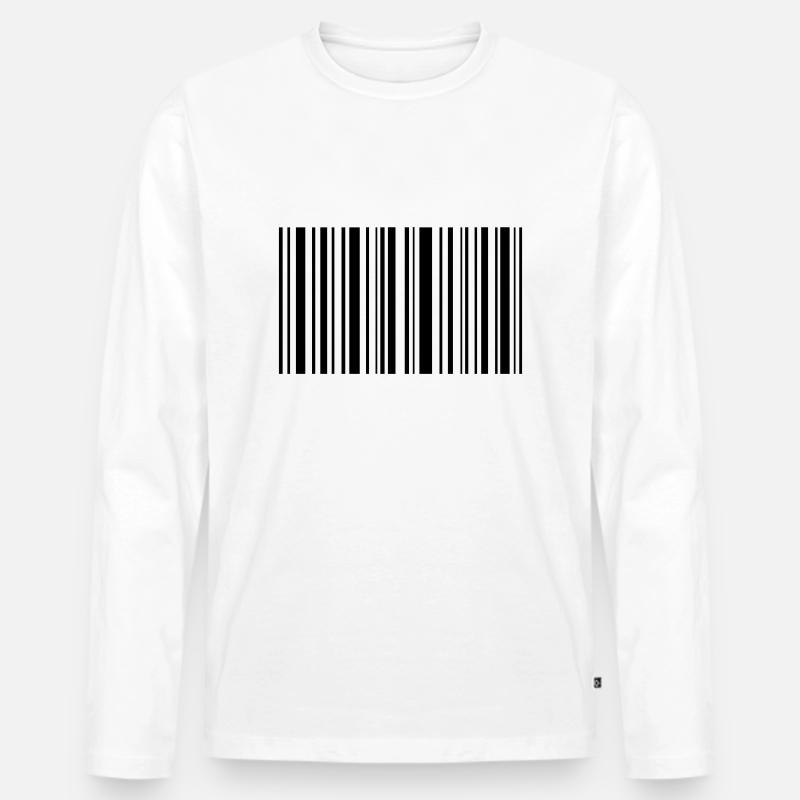 Blanko Barcode - Männer Premium Bio Langarmshirt - Weiß