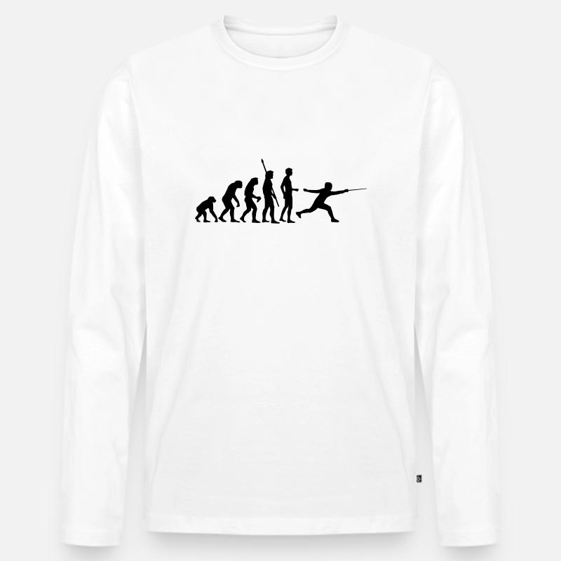 evolution_fechter_b - Männer Premium Bio Langarmshirt - Weiß