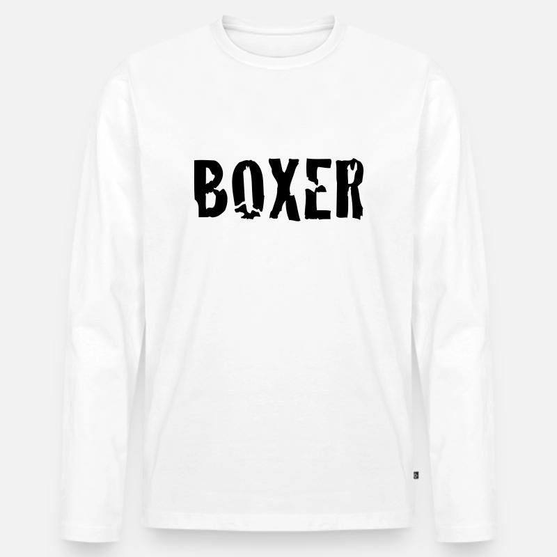 boxer - Männer Premium Bio Langarmshirt - Weiß