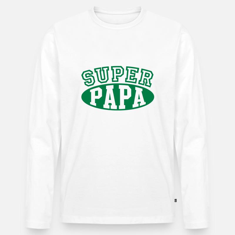 Super Papa - Männer Premium Bio Langarmshirt - Weiß
