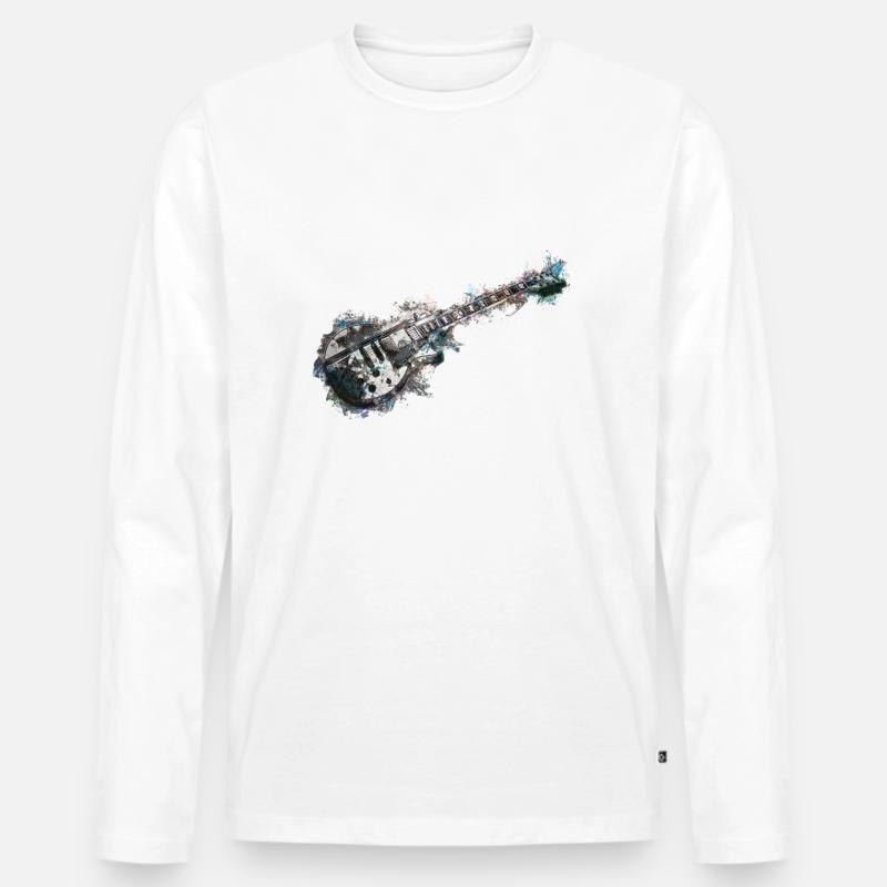 Limitierte Edition - Gitarre - Männer Premium Bio Langarmshirt - Weiß