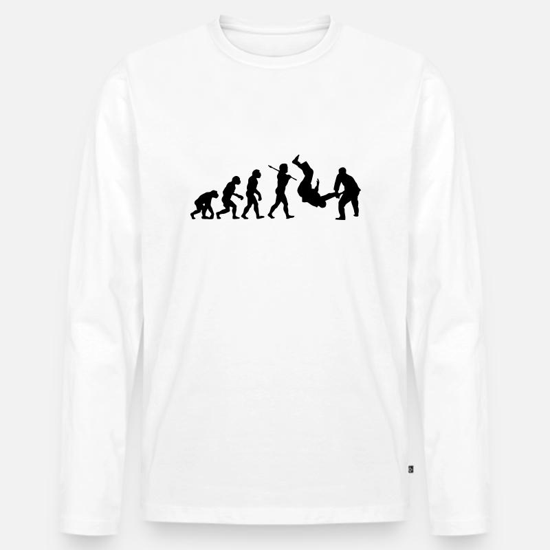 Judo Throw Evolution - Männer Premium Bio Langarmshirt - Weiß