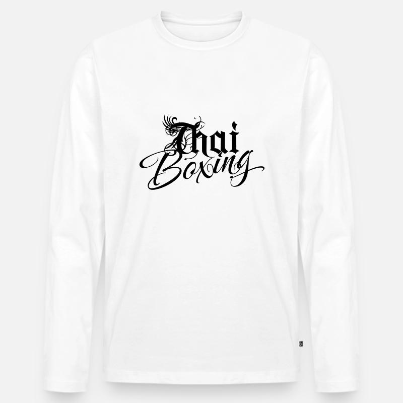 Thai Boxing Authentik - Männer Premium Bio Langarmshirt - Weiß