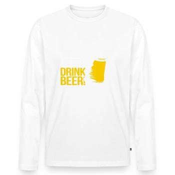 ÉCONOMISEZ DE L'EAU BOIRE DE LA BIERE SPORTS DE BOISSON VENTILATEUR T-SHIRT - T-shirt manches longues Premium bio Homme - blanc - Devant - Nico (187cm)