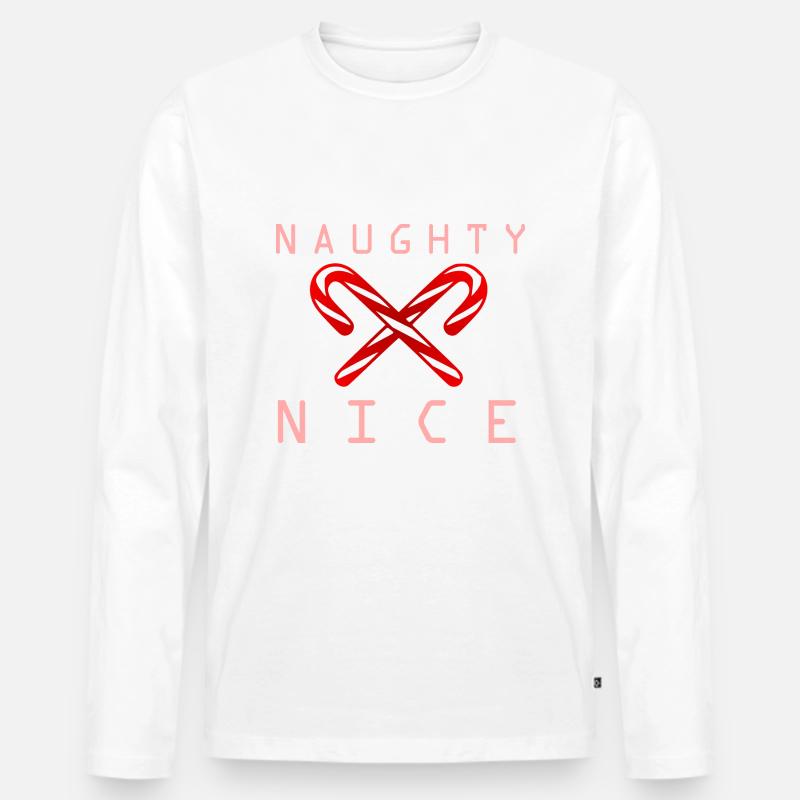 NAUGHTY BUT NICE - Männer Premium Bio Langarmshirt - Weiß