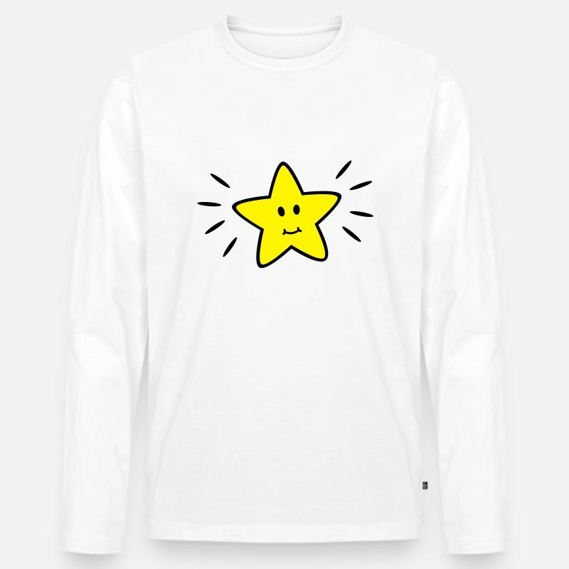 star - Männer Premium Bio Langarmshirt - Weiß
