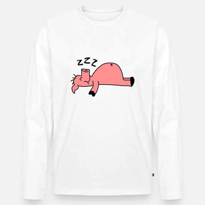 Sleeping Pig - Männer Premium Bio Langarmshirt - Weiß