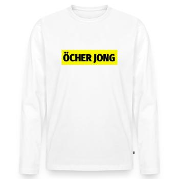 Öcher Jong Aachen Aachener Dialekt Platt Geschenk - Männer Premium Bio Langarmshirt - Weiß - Vorne - Nico (187cm)