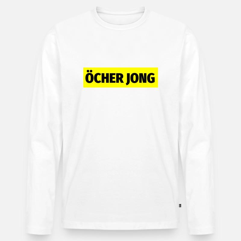Öcher Jong Aachen Aachener Dialekt Platt Geschenk - Männer Premium Bio Langarmshirt - Weiß