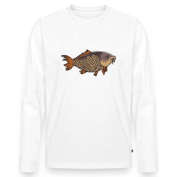 Grumpy Carp - Men's Premium Organic Long Sleeve Shirt - white - Front - Nico (187cm)
