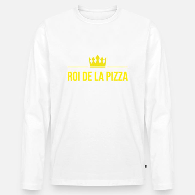 König der Pizza - Männer Premium Bio Langarmshirt - Weiß