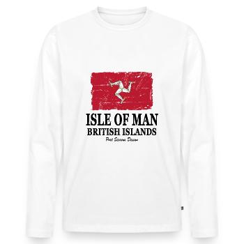 Drapeau de l'île de Man - Drapeau de l'île de Man - T-shirt manches longues Premium bio Homme - blanc - Devant - Nico (187cm)