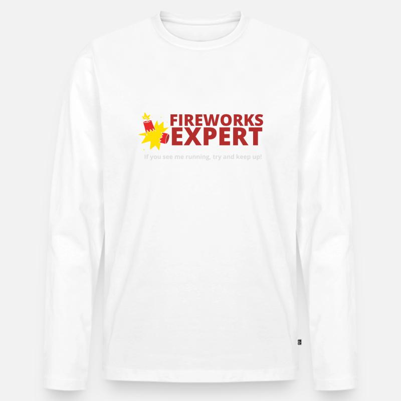 FIREWORKS EXPERT - Männer Premium Bio Langarmshirt - Weiß