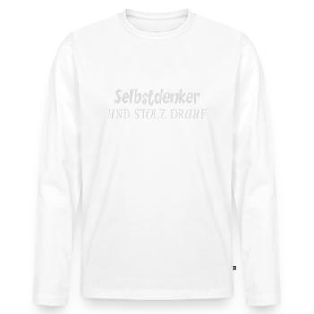 selbstdenker hell 2 - Männer Premium Bio Langarmshirt - Weiß - Vorne - Nico (187cm)