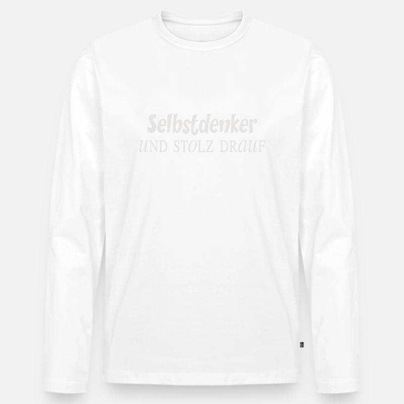 selbstdenker hell 2 - Männer Premium Bio Langarmshirt - Weiß