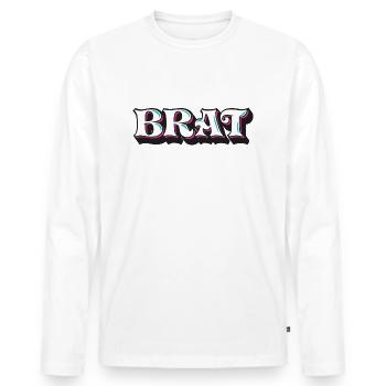 Brat, Freche Göre, 3D Zierschrift, Graffiti - Männer Premium Bio Langarmshirt - Weiß - Vorne - Nico (187cm)