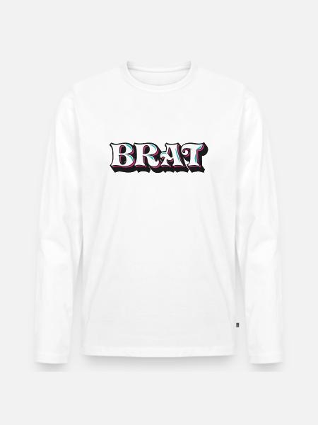 Brat, Freche Göre, 3D Zierschrift, Graffiti - Premium økologisk langærmet T-shirt til mænd - hvid