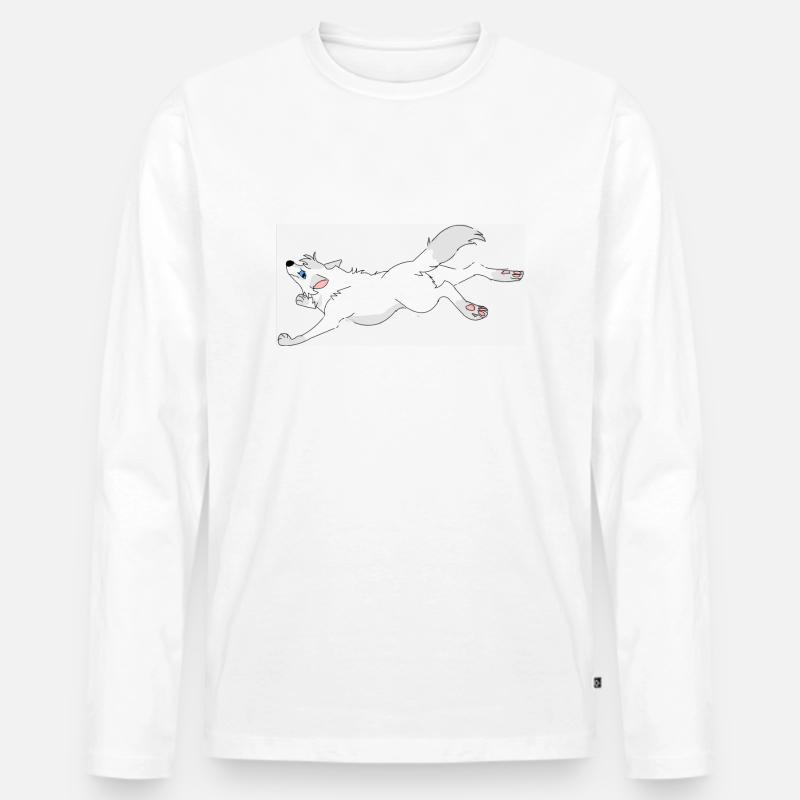 Wegspringender Wolf - Männer Premium Bio Langarmshirt - Weiß