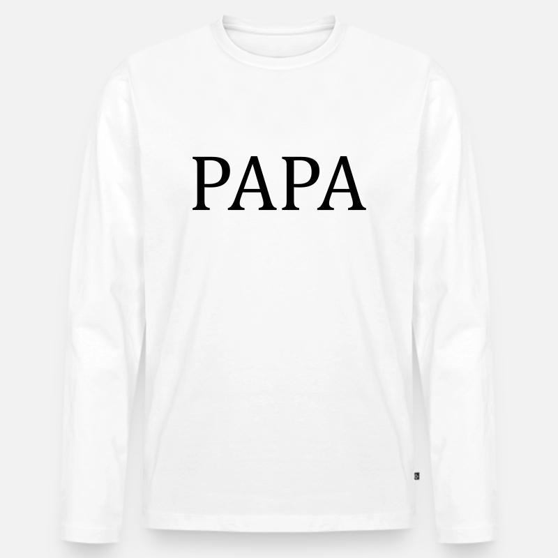 Papa - Männer Premium Bio Langarmshirt - Weiß