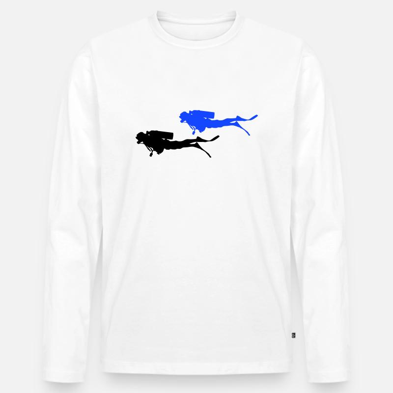 Taucher - Männer Premium Bio Langarmshirt - Weiß