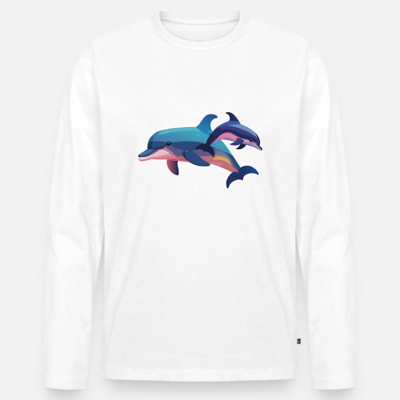 Due delfini, un cuore (Dreamy Animals) - Maglia a manica lunga ecologica premium da uomo - bianco