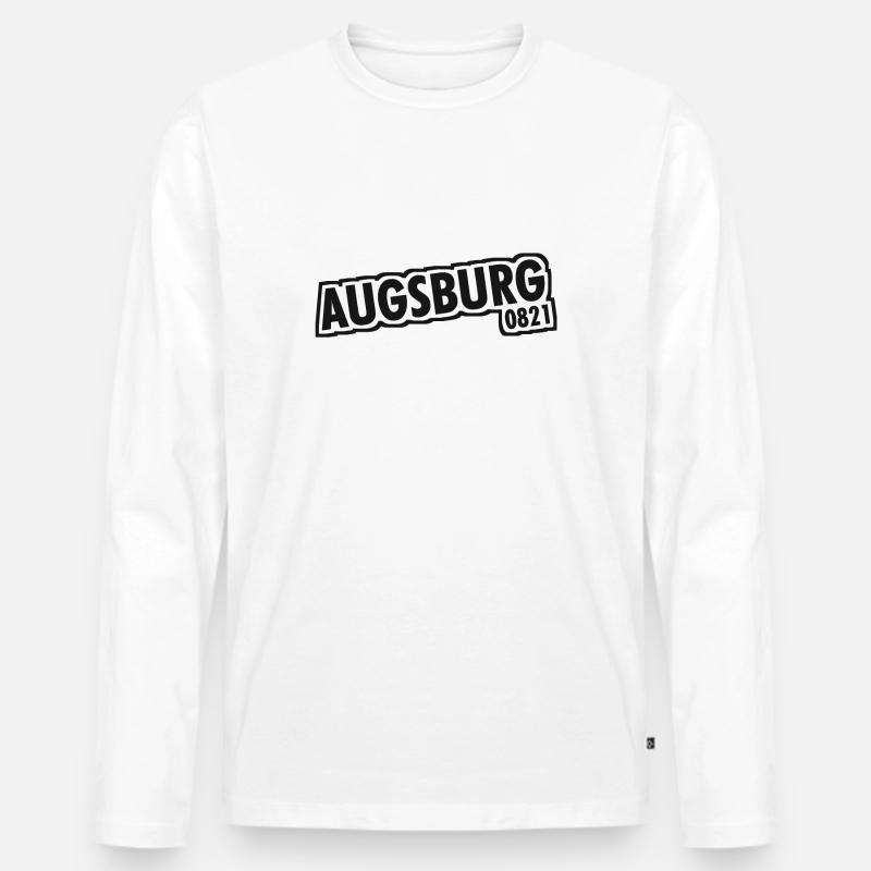 Augsburg 0821 Vorwahl - Männer Premium Bio Langarmshirt - Weiß