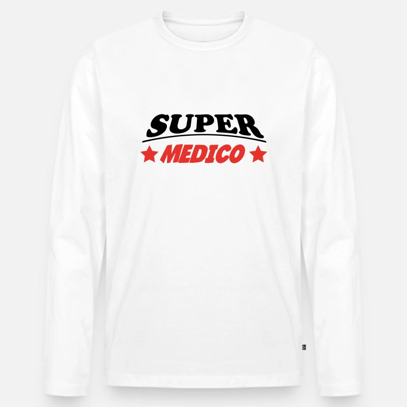 SUPER MEDICO - Männer Premium Bio Langarmshirt - Weiß