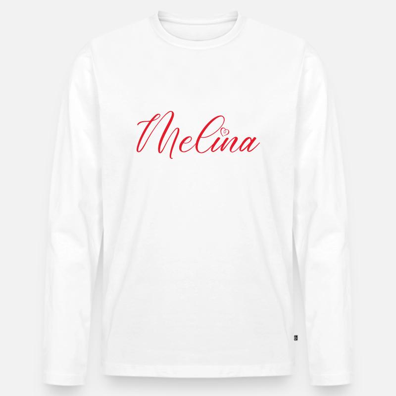 melina name herz - Männer Premium Bio Langarmshirt - Weiß