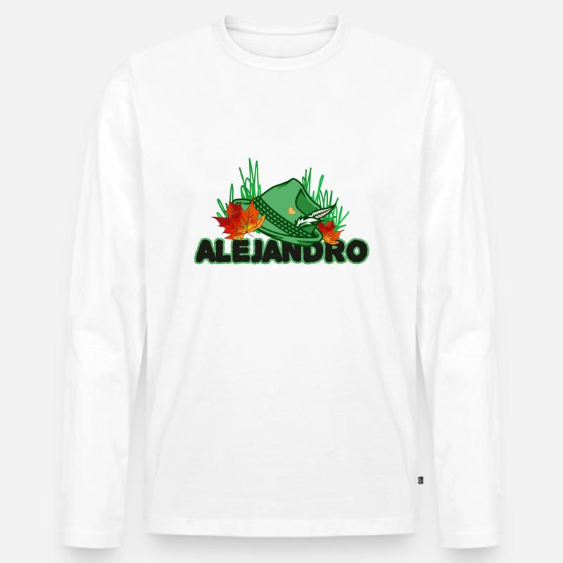 Alejandro name - Männer Premium Bio Langarmshirt - Weiß