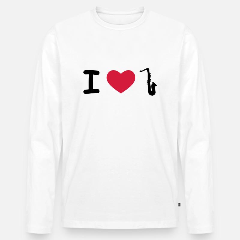 Saxophon - Männer Premium Bio Langarmshirt - Weiß