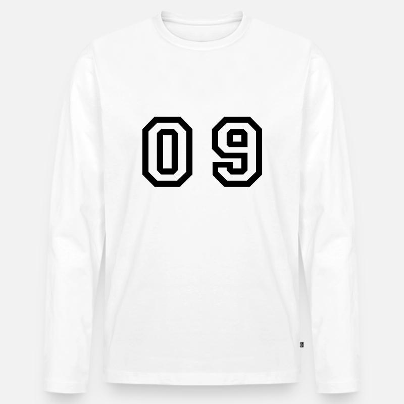 Nummer - 09 - Null neun - Männer Premium Bio Langarmshirt - Weiß