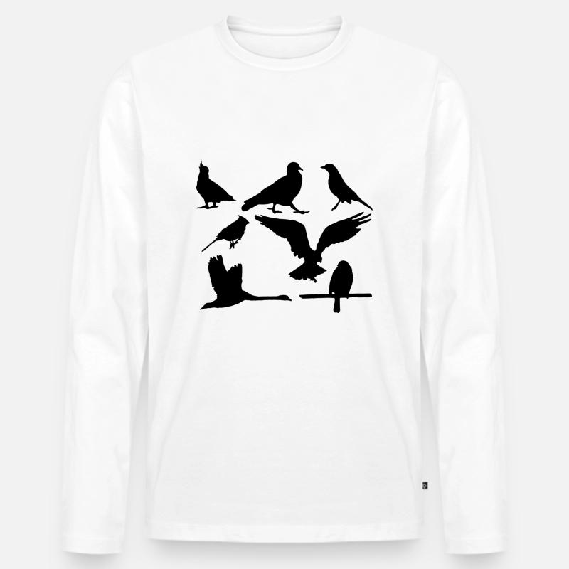 Vögel - Männer Premium Bio Langarmshirt - Weiß