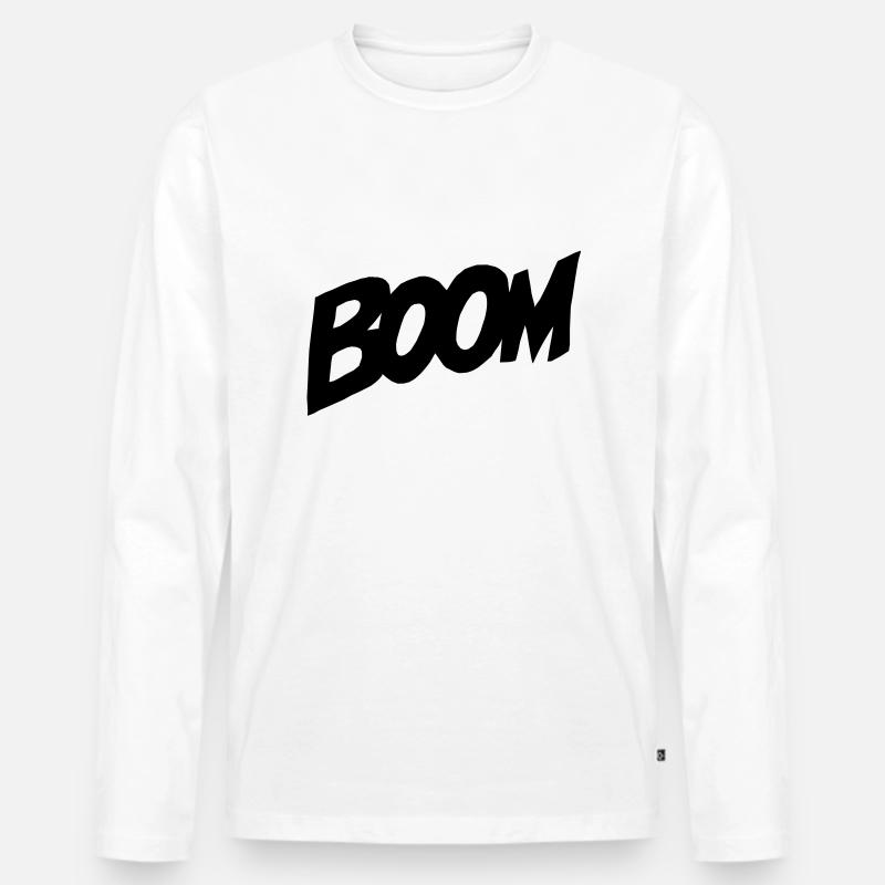 BOOM Comic-Style - Männer Premium Bio Langarmshirt - Weiß
