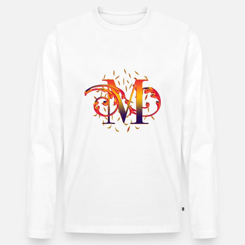 Buchstabe M - Männer Premium Bio Langarmshirt - Weiß