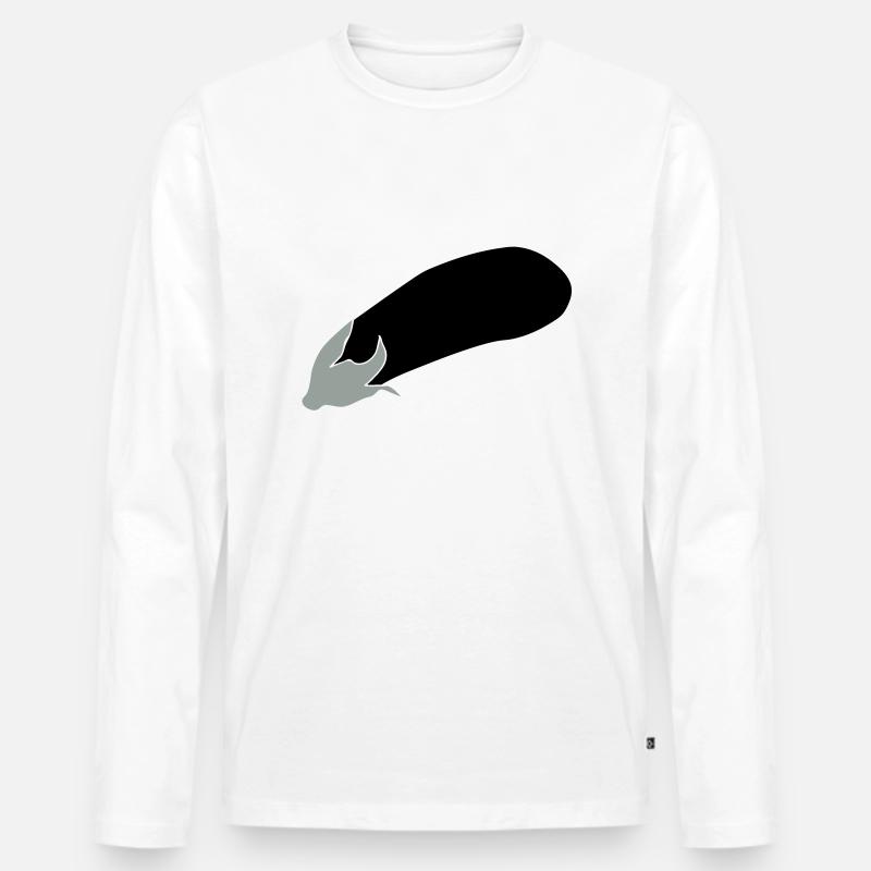 Aubergine - Männer Premium Bio Langarmshirt - Weiß